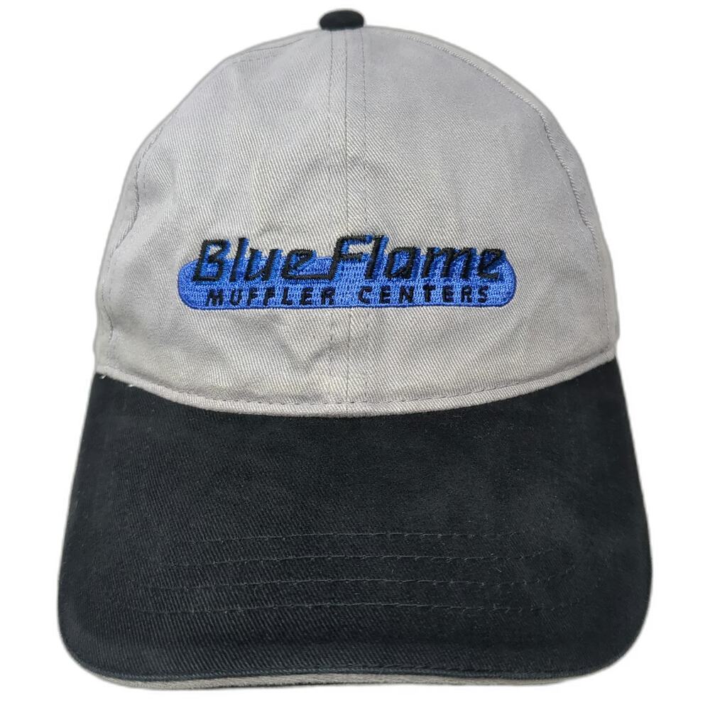 AMC Blue Flame Muffler Centers Logo Hat Gray One Size Baseball Cap Slideback